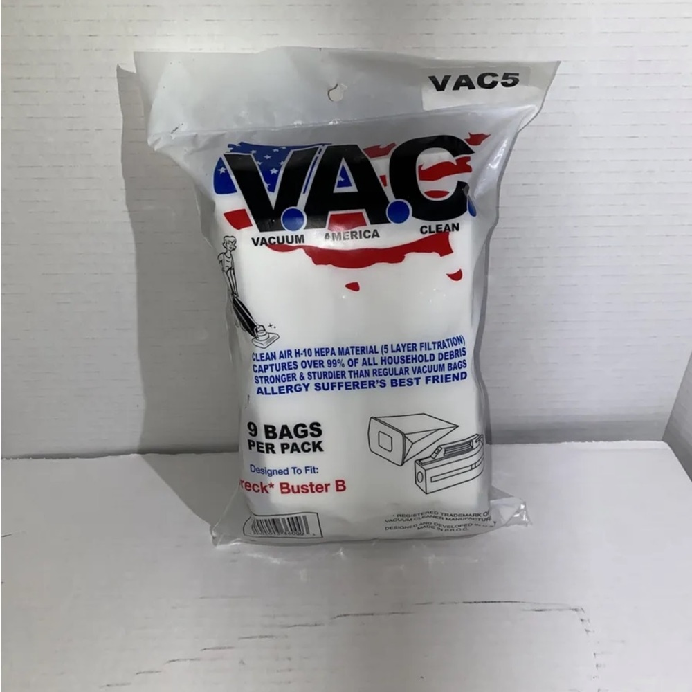 VACUUM AMERICA CLEAN Oreck Buster B H-10 HEPA Filtration Bags 9pk